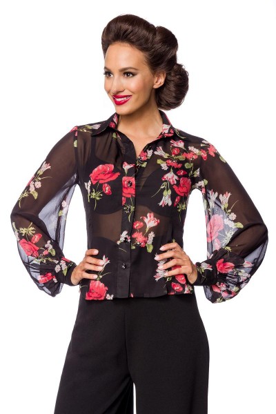 Vintage-Bluse mit Blumenmuster - vorne