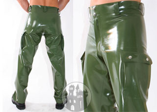Latex Jeans - Police - 2 große Seitentaschen, RV vorne, Gürtelschlaufen