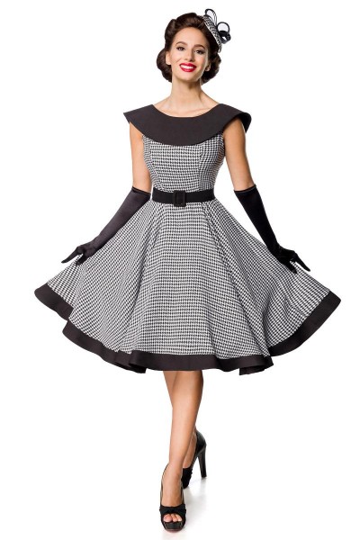 Premium Vintage Swing-Kleid - kurze Ärmel vorne