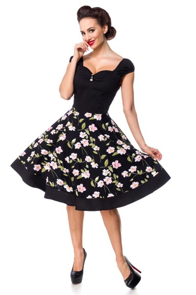 Retro dress with circle skirt with floral pattern
