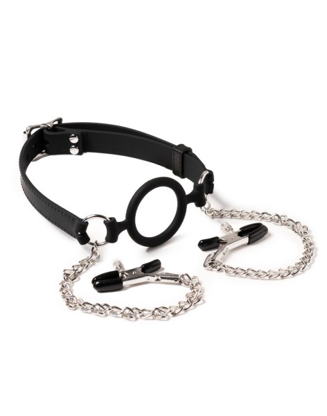 Gag with O-ring and nipple clamps