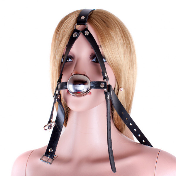 Kunstleder Kopfharness mit Metallball-Knebel