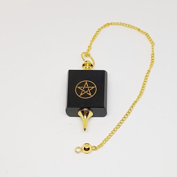 Pendel aus Onyx mit Muster Pentagramm