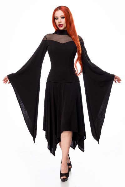 High-neck dress with wing sleeves