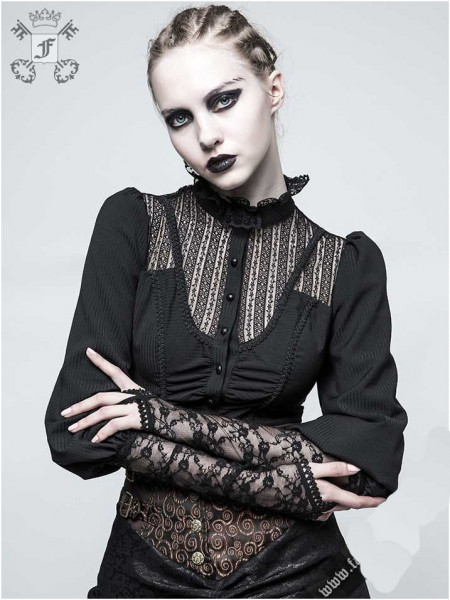 Bluse im viktorianischen Stil schwarz