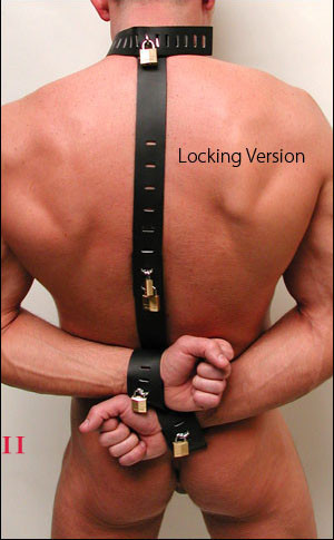 Leather handcuffs with back connection