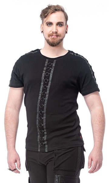 Shirt mit schwarzen Ringen an den Ärmeln und an der Vorderseite - Plussize
