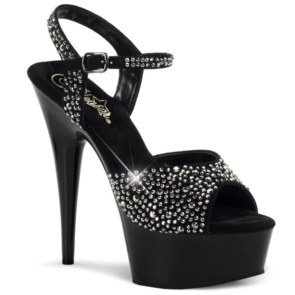 DELIGHT-609RS in Farbe P0501| Schwarz Suede Zinn Strass