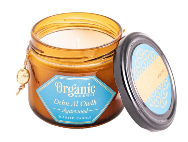 Organic soy wax candle with lid Agarwood