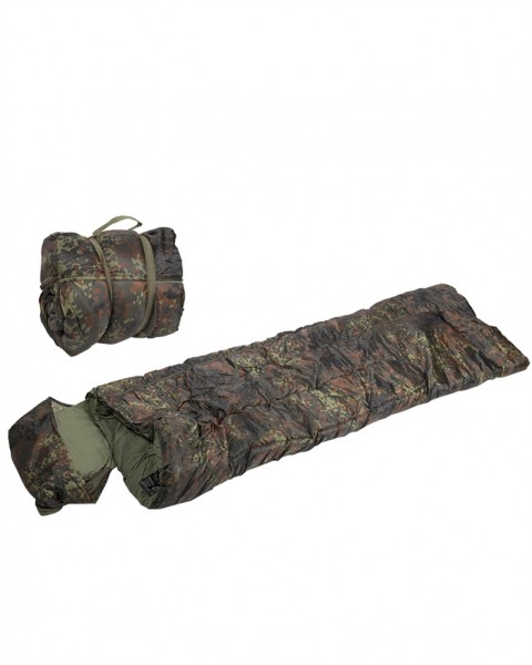 Schlafsack mit Packsack in Tarnfarbe flecktarn