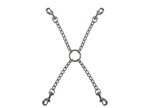 Bondage chain cross with snap hooks