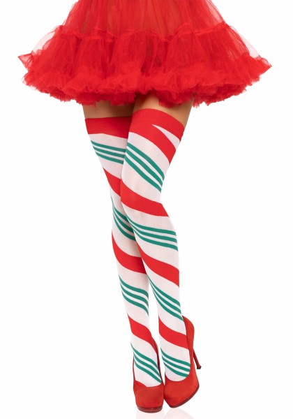 Thigh-high stockings with colorful stripes
