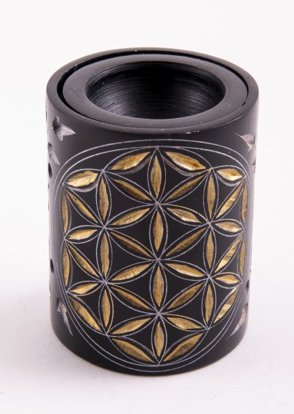 Flower of Life, black cylinder aroma lamp