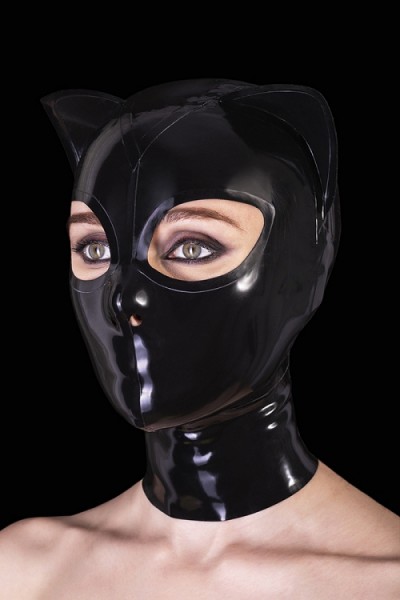 Latex Katzen-Maske mit Kontrastfarbe vorne
