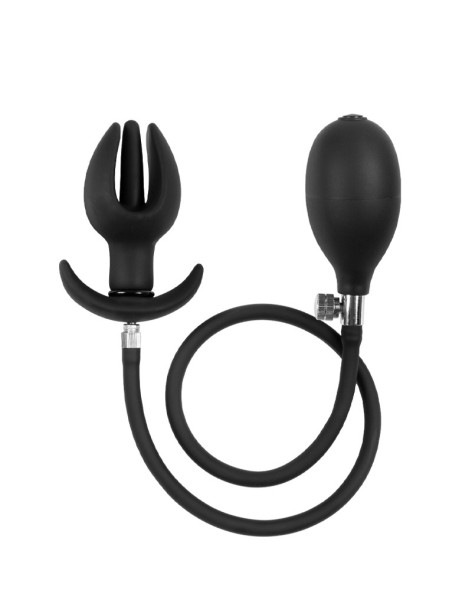 Inflatable anal plug in tulip shape with pump