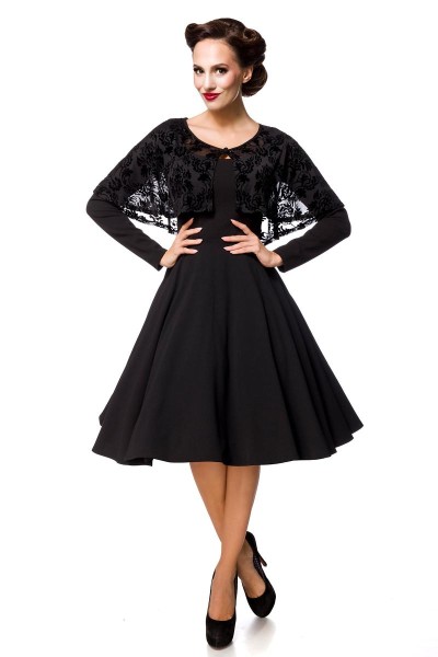 Long-sleeved retro dress with cape