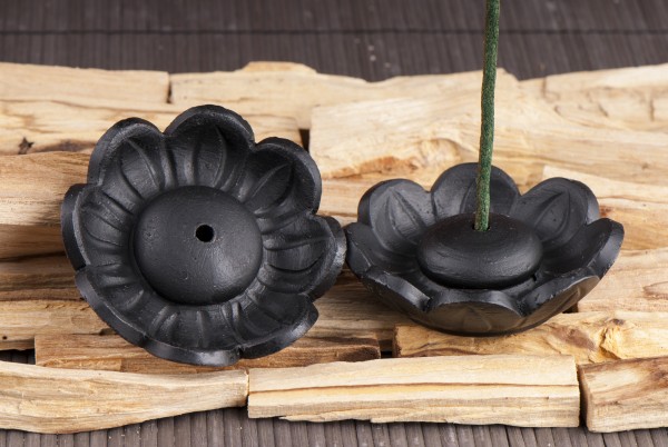 Lotushalter aus Ton - schwarz