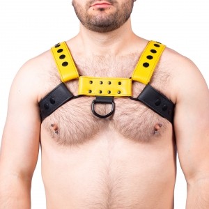 Snap Leather Harness Black-Yellow