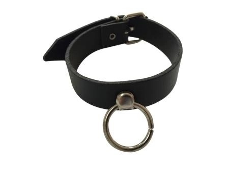 Leather cuff band - Plain with ring