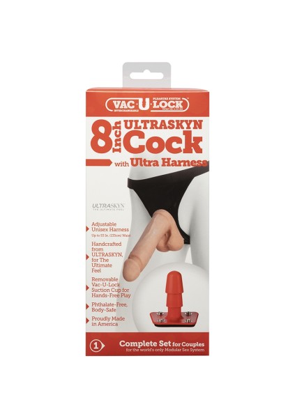 ULTRASKYN Cock + Ultra Harness - 8" / 20 cm - Vanilla