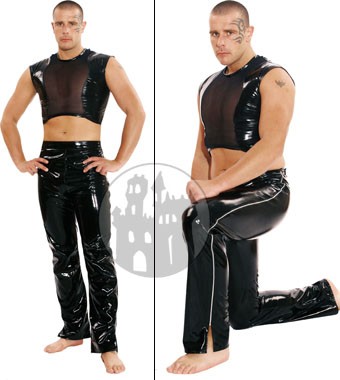 Leather pants with side zippers
