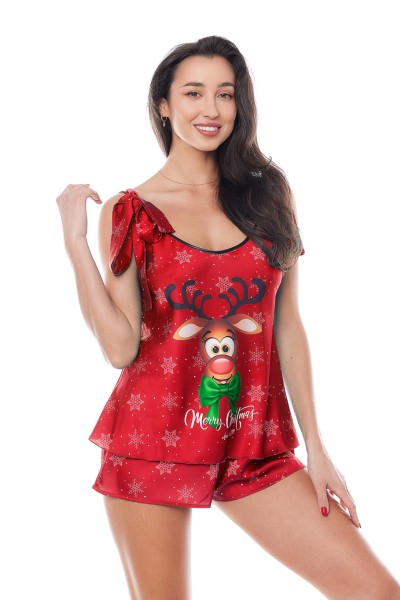 Red 2-piece Christmas set with reindeer