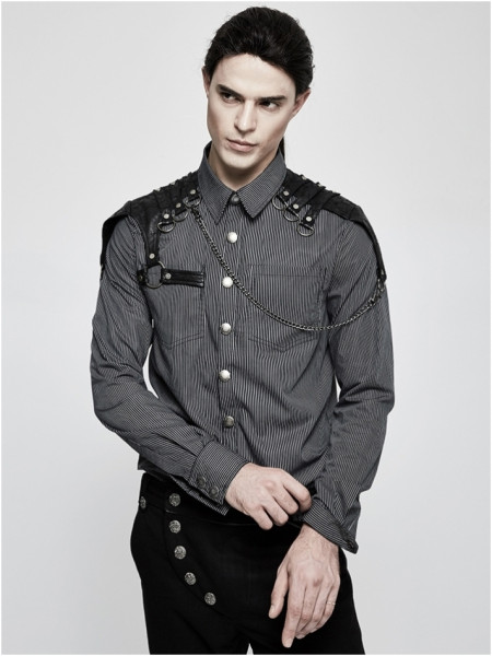 Hemd im Steampunk-Stil grau/schwarz