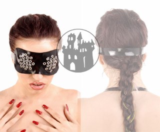 Latex blindfold with decorative eyelets