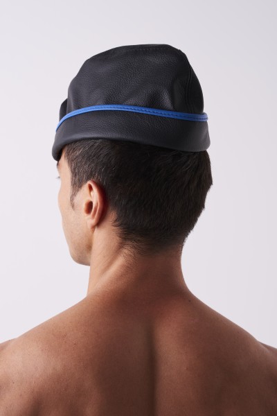 Leder-Mütze 'Militär' - schwarz/blau