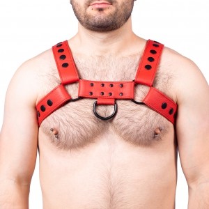 Snap Leather Harness Red