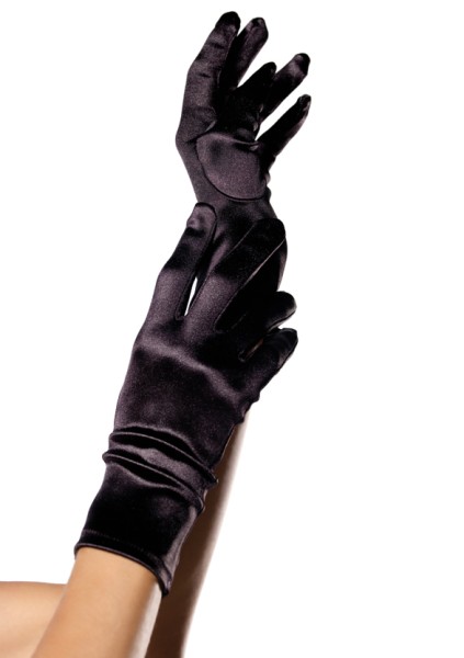 Handschuhe 'Satin' kurz - schwarz