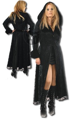 Coat made of satin/lace with hood
