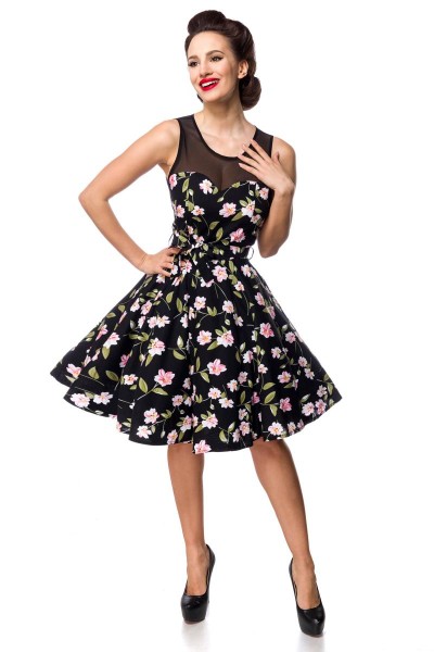 Off-shoulder swing dress with floral pattern