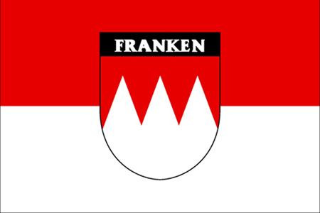 Flagge 'Franken mit Wappen + Schriftzug'