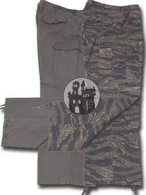 US Kampfhose, 'Vietnam' mit Rip Stop - Stonewashed (Grösse: XS, Farbe: Tiger-Stripe-Stonewashed)