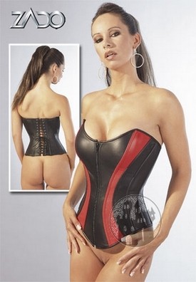 Leather corset black/red
