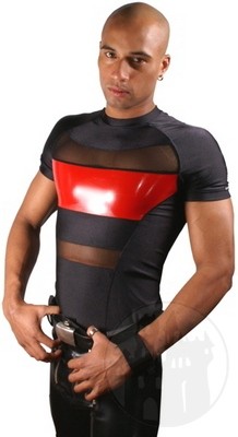 Stretch T-shirt with mesh & latex applications
