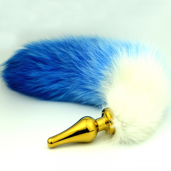 Blauweißer Foxtail Analplug