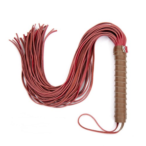 Faux leather whip with plastic handle Red
