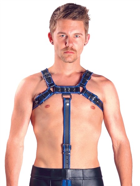 Leder Brust-Harness Extension Riemen blau