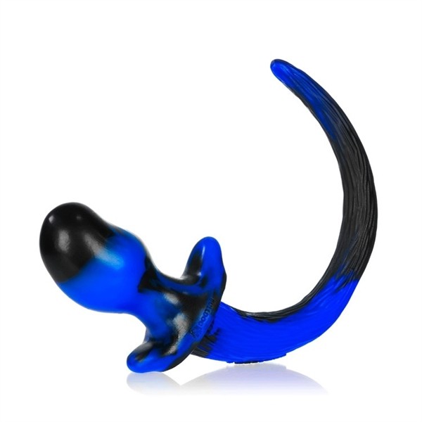Analplug mit Hundeschweif - blau-schwarz - S