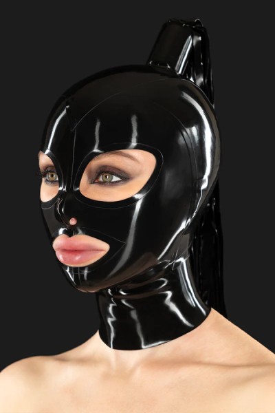 Latex Maske mit Pferdeschwanz-Rohr