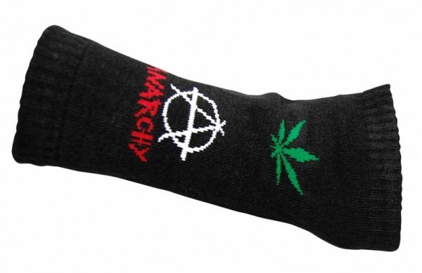 Armstulpen mit Anarchie Weed Muster schwarz