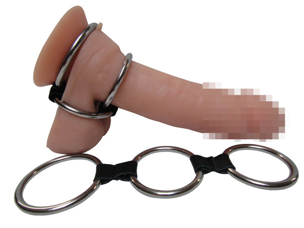 Penis scrotum rings with leather connection