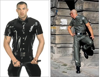 Latex Hemd - kurzarm, mit Schulterklappen (Grösse: S, Taschenklappen: Schwarz, Farbe: Oliv, Schulter