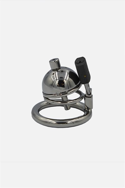 Mini chastity cage made of steel with plug