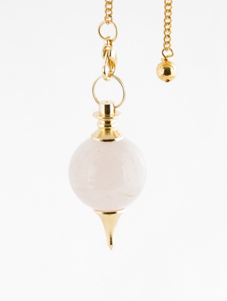 Pendulum, brass with rose quartz ball