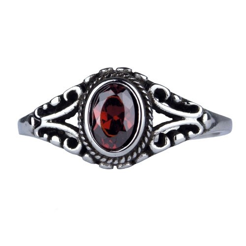 Ring 'Ornament Red' Edelstahl mit Zirkonia