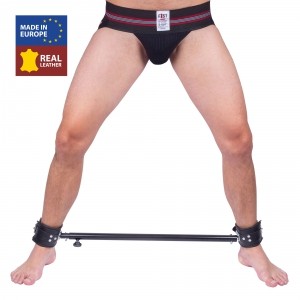 Adjustable metal rod with leather restraints