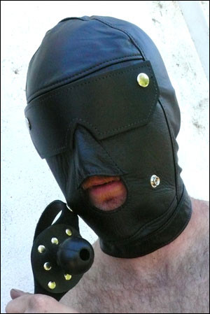 Leder Sklaven-Kopfmaske mit Ballknebel